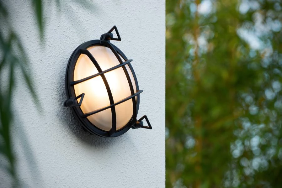 Lucide DUDLEY - Wall light Indoor/Outdoor - Ø 22 cm - 1xE27 - IP65 - Black - atmosphere 1